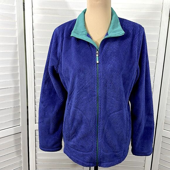 Talbots Fleece Jacket Size Medium Cozy Full Zip Long Sleeve - Picture 2 of 11